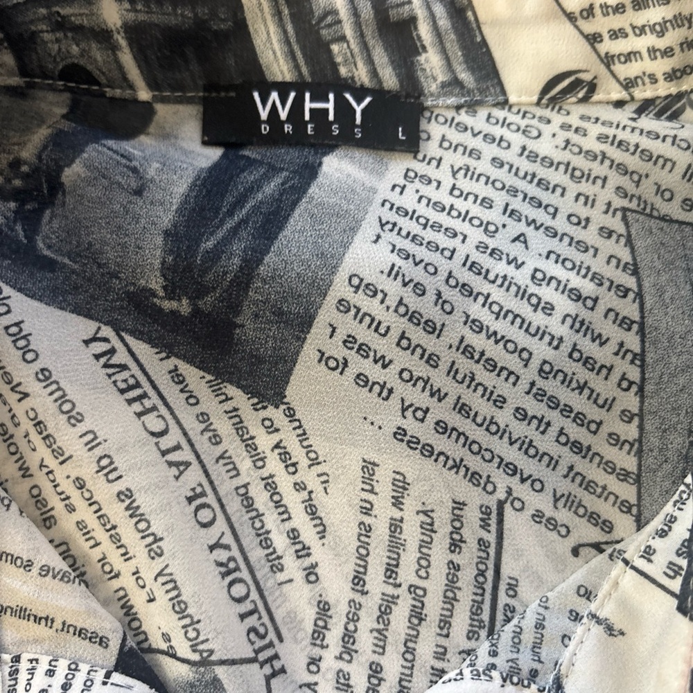 Trendy Newspaper Print Button Down Shirt - Picture 2 of 8